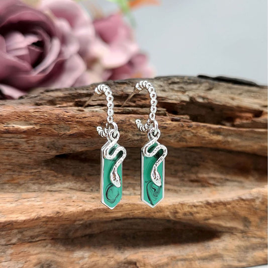Women's Snake Earrings Retro Emerald Color Prismatic Earrings Premium Jewelry