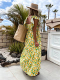 New Fashion Short Sleeve Printed Maxi Dress Beach Dress
