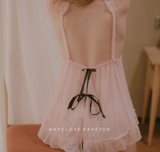 Sexy Women Nightgown+Pantie Set Deep V Lace