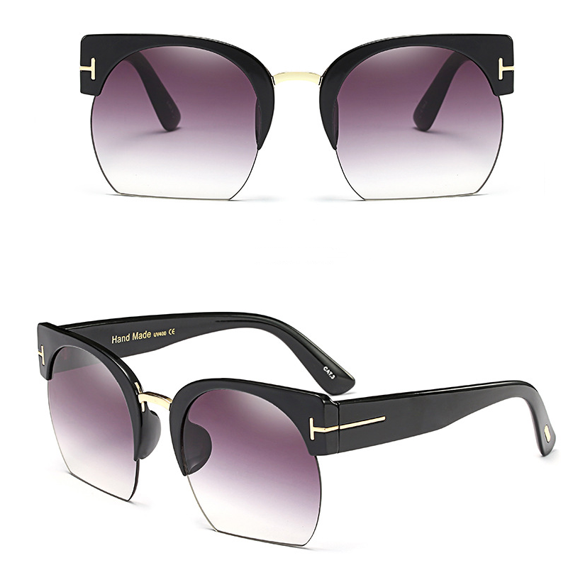 Newest Semi-Rimless Sunglasses Women Brand Designer Clear Lens