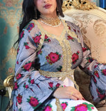 Middle Eastern Ethnic Style Printed Embroidery Lace Mesh Dress