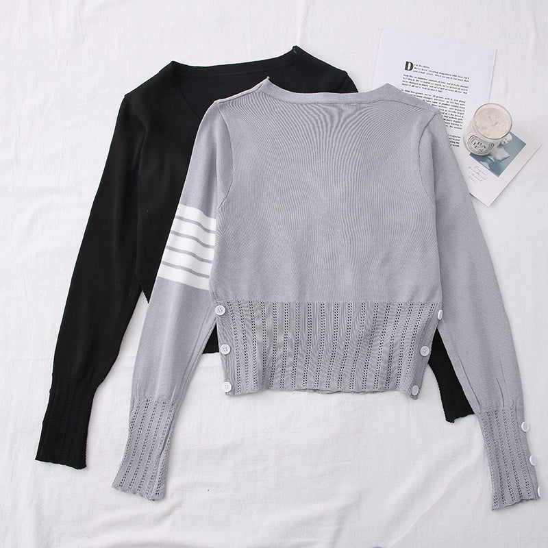 Single-Breasted Long-Sleeved Sweater Coat Women