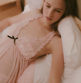 Sexy Women Nightgown+Pantie Set Deep V Lace
