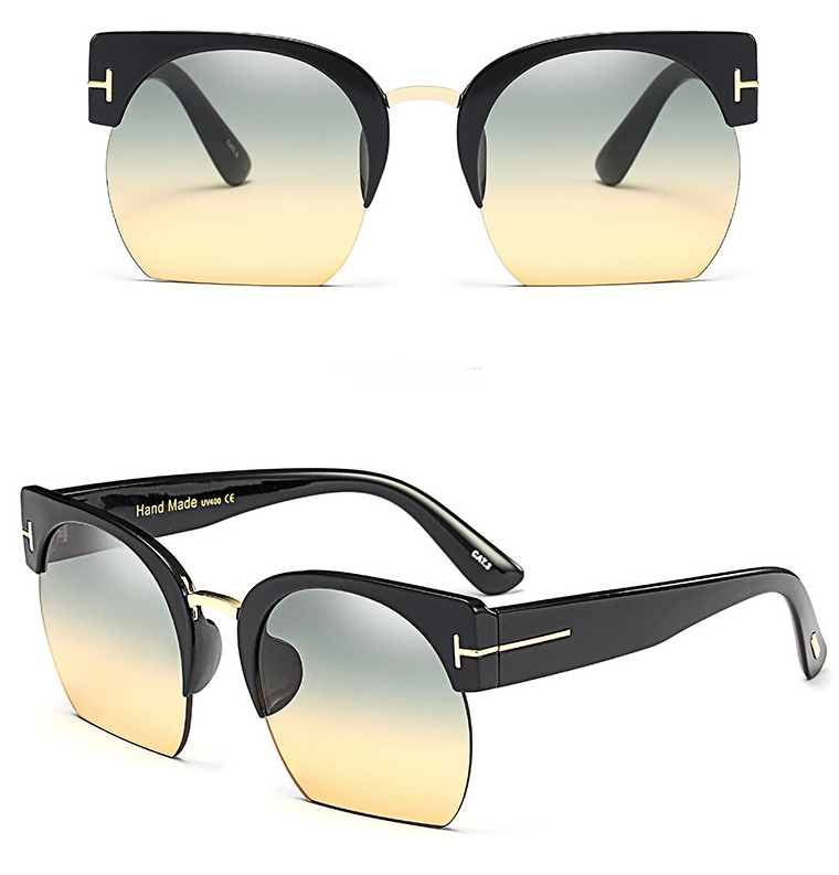 Newest Semi-Rimless Sunglasses Women Brand Designer Clear Lens