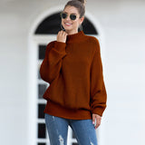 New Thick Line Sweater Women Amazon Curled High Neck Bat Sleeve Sweater