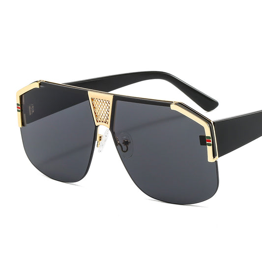 Large Black Sunglasses With Metal Frame