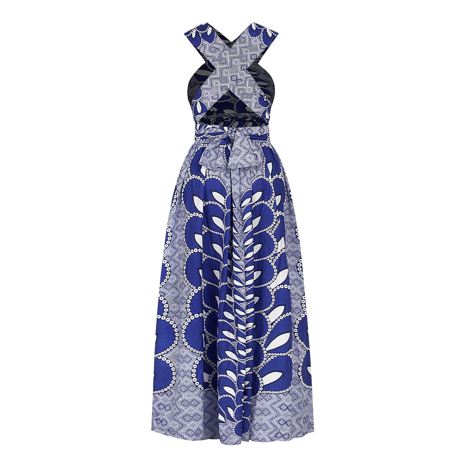 Printed Multi Bandage Dress Fashion New Women's Dress Swing Skirt