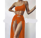 European And American New Three-piece Solid Color Swimsuit Bikini