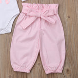 Autumn Winter Newborn Infant Baby Girl 3pcs Clothes Set Kids Girls Romper  Long Pants   Headband Outfits Clothing Set