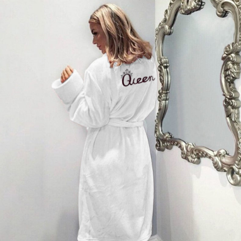 Printed Letter Cardigan Queen Nightgown