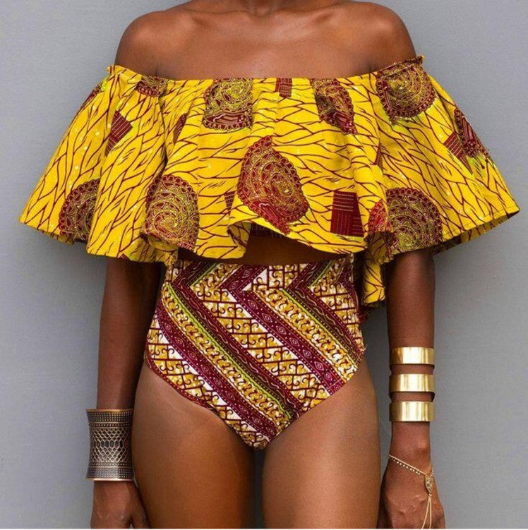 Golden Word Shoulder High Waist