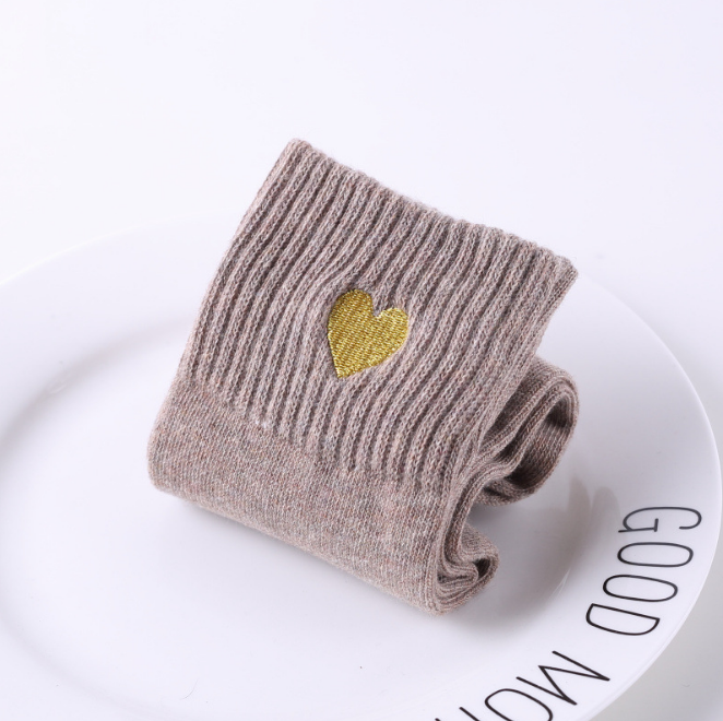 Winter Warn Thicken Socks With Embroidery Heats Shape