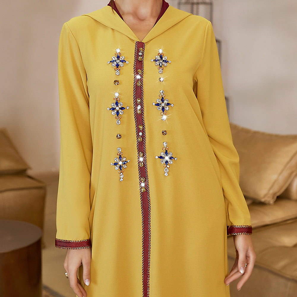 Yellow Hem Stitching Dark Red Mesh Dress