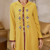 Yellow Hem Stitching Dark Red Mesh Dress