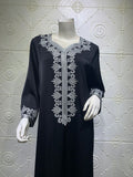 Middle East Dubai Embroidery  Bronzing Lace Jalabiya Dress