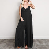 Summer Women V Neck Long Jumpsuits Casual