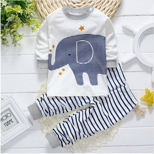 spring clothing brand cotton baby clothing baby clothing pajamas suit animal Elephant Baby Boy sports suit 2 pieces