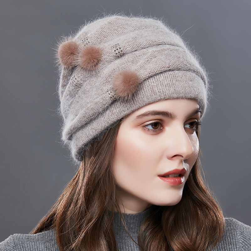 Spring, Autumn And Winter Middle-aged And Elderly Ladies Rabbit Fluffy Hat