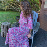 New Geometric Collage Puff Sleeve Dress Plus Size Women's Clothing