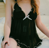 Sexy Women Nightgown+Pantie Set Deep V Lace