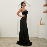 Off-the-shoulder tube top evening dress