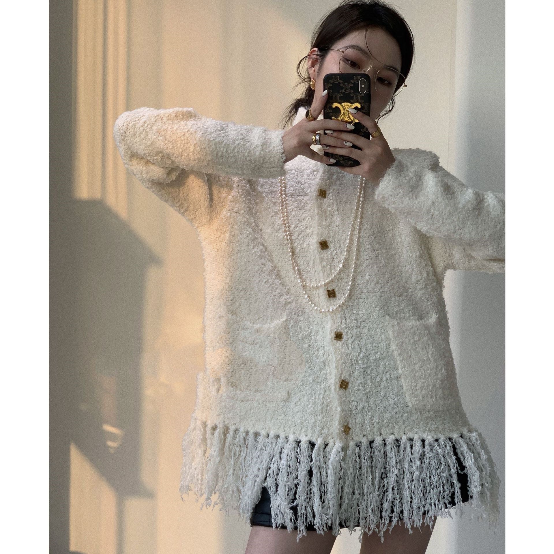 Turtleneck Tassel Cardigan New Autumn And Winter Loop Wool Sweater Coat Women