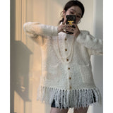 Turtleneck Tassel Cardigan New Autumn And Winter Loop Wool Sweater Coat Women