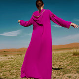 Women's Rose Red Hooded Middle East Moroccan Style Dress