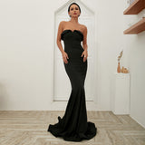 Off-the-shoulder tube top evening dress
