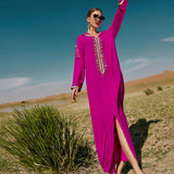 Women's Rose Red Hooded Middle East Moroccan Style Dress