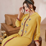 Yellow Hem Stitching Dark Red Mesh Dress