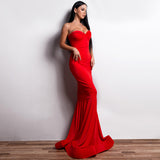 Off-the-shoulder tube top evening dress