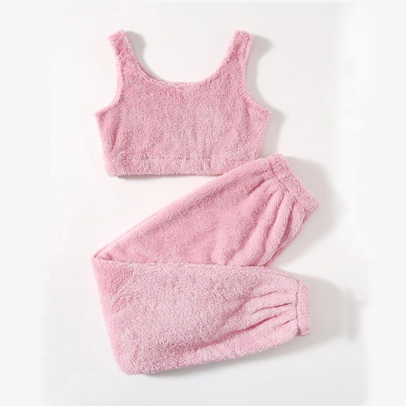 New Autumn And Winter Plush Casual Vest Pants Sportsuit