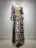 Middle Eastern Ethnic Style Printed Embroidery Lace Mesh Dress