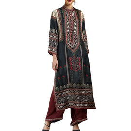 Printed Loose Middle East Print Slit Long Skirt