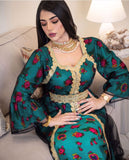 Middle Eastern Ethnic Style Printed Embroidery Lace Mesh Dress