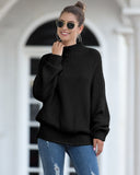 New Thick Line Sweater Women Amazon Curled High Neck Bat Sleeve Sweater