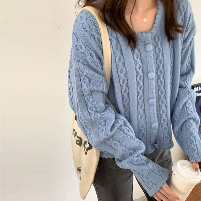 Milk Blue Sweater Women\'s Lazy Cardigan Coat Gentle Wind