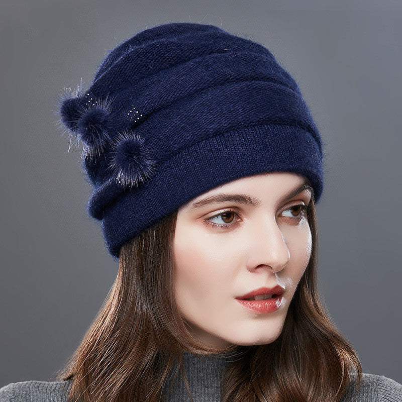 Spring, Autumn And Winter Middle-aged And Elderly Ladies Rabbit Fluffy Hat