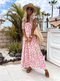 New Fashion Short Sleeve Printed Maxi Dress Beach Dress