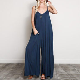 Summer Women V Neck Long Jumpsuits Casual