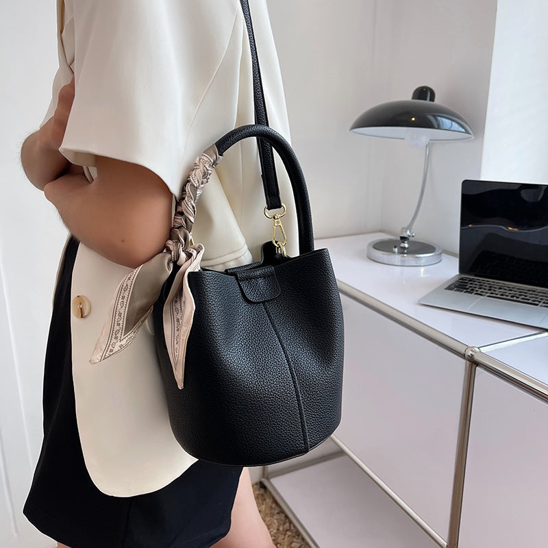 2 Piece Women's Small PU Leather Bucket Shoulder Crossbody Bags