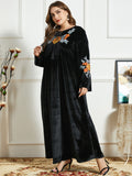 Women's Thickened Gold Velvet Ethnic Embroidery Casual