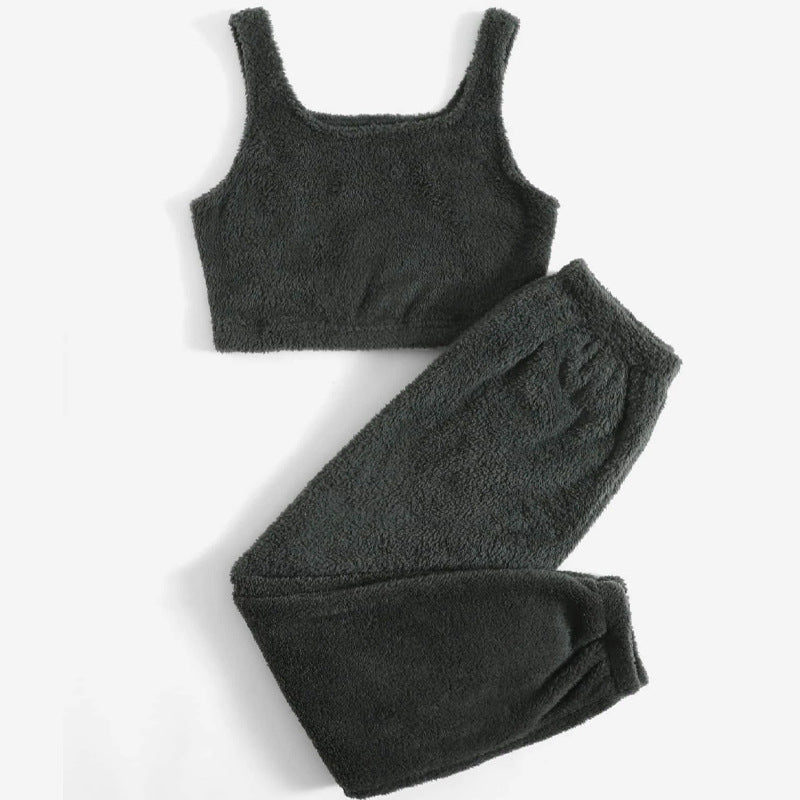 New Autumn And Winter Plush Casual Vest Pants Sportsuit