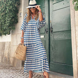 New Geometric Collage Puff Sleeve Dress Plus Size Women's Clothing