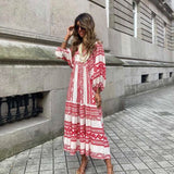 New Geometric Collage Puff Sleeve Dress Plus Size Women's Clothing