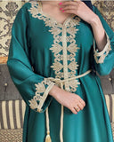 Middle East Dubai Embroidery  Bronzing Lace Jalabiya Dress