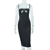 Perspective Mesh Splice Straight Neck Strap Dress