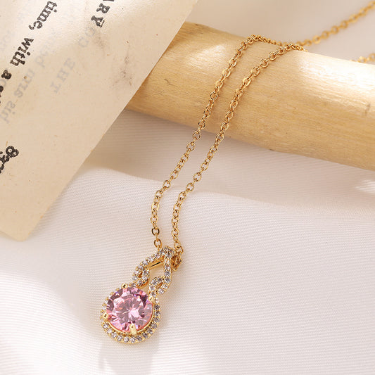 Titanium Steel Crystal Ring Necklace Women\'s Fashion Simple Design