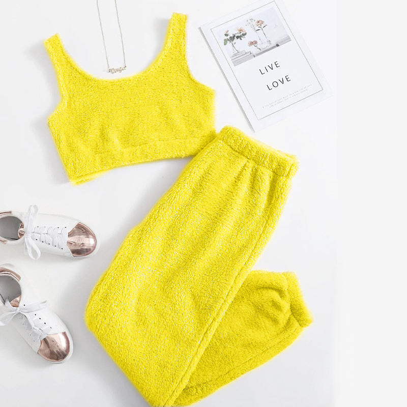New Autumn And Winter Plush Casual Vest Pants Sportsuit